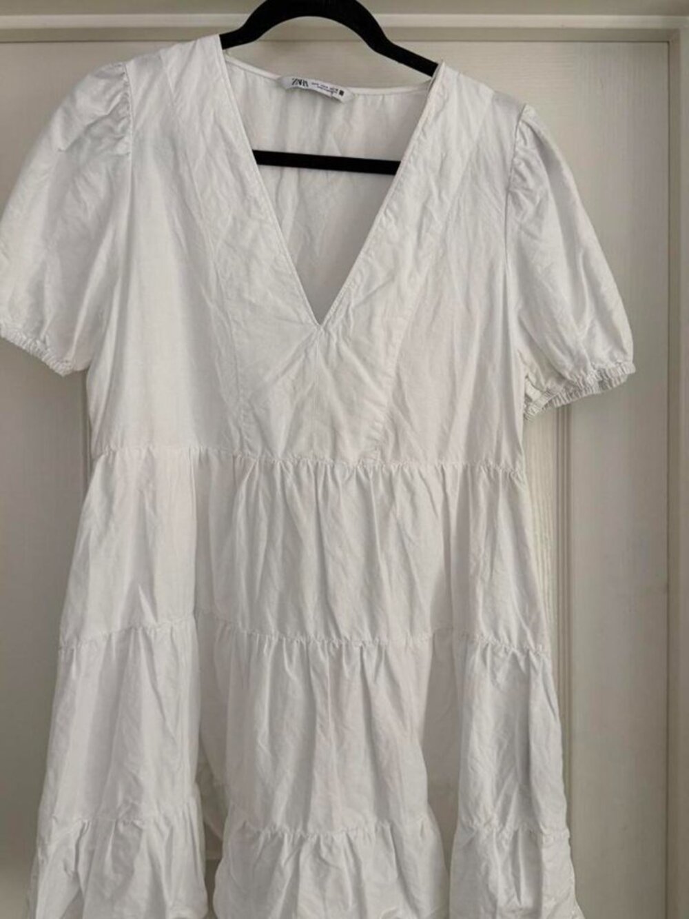 White Ruffled A-Line Dress